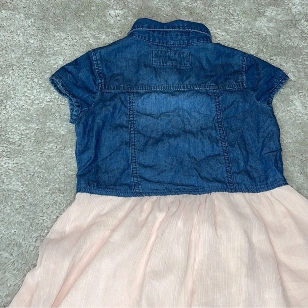 GUESS Kids Mixed-Media Denim & Pink Chiffon High-Low Dress — Girls Size L (14)